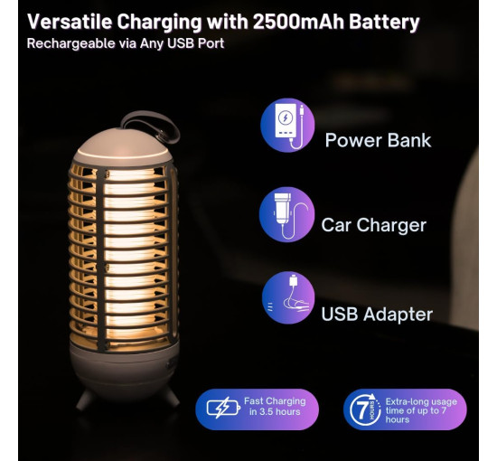 Знищувач комарів Galtville перезаряджається, 2500 мАг, білий (my-21193)