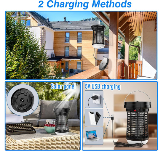 Знищувач мух PALONE LT807SL зі світлодіодним підсвічуванням, 4500 В, чорний (my-21191)