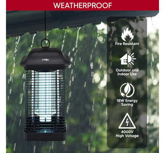 Знищувач комах Surezap 18 Вт, 4000 В, чорний (my-21170)