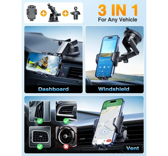 Універсальний автомобільний тримач для тефону VANMASS, чорний (my-21131)