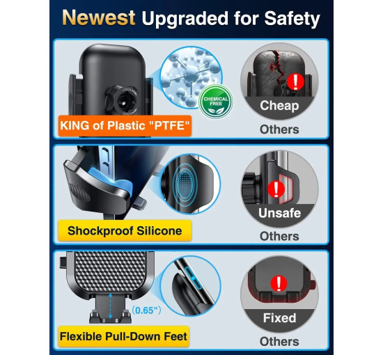 Універсальний автомобільний тримач для тефону VANMASS, чорний (my-21131)