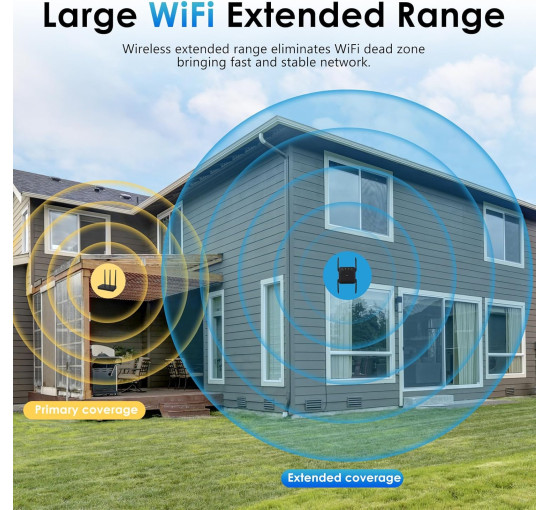 Підсилювач Wi-Fi Anluomafuy WD-1203U, ретранслятор, 1200 Мбіт/с, чорний (my-21120)