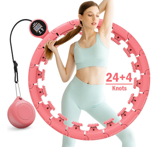 Обтяжені обручі хула-хупи FIVANGIN з 28 вузлами, розмір XL, рожевий (my-21082)