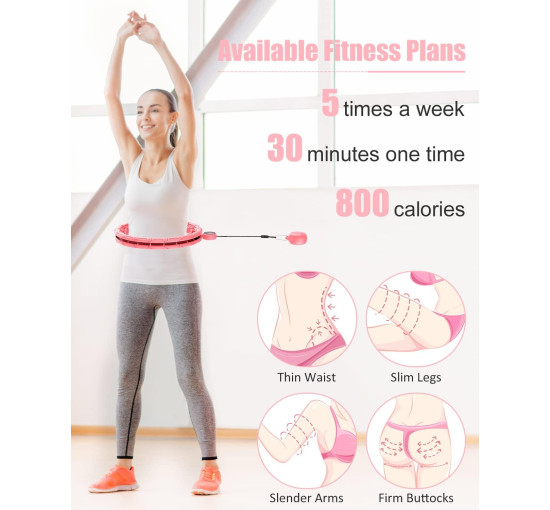 Обтяжені обручі хула-хупи FIVANGIN з 28 вузлами, розмір XL, рожевий (my-21082)