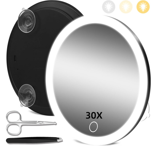 Увеличительное зеркало JJhxr 30x с подсветкой, черный (my-21108)
