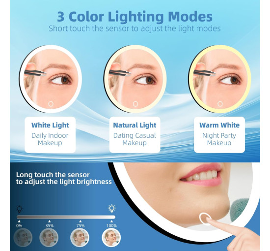 Увеличительное зеркало JJhxr 30x с подсветкой, черный (my-21108)