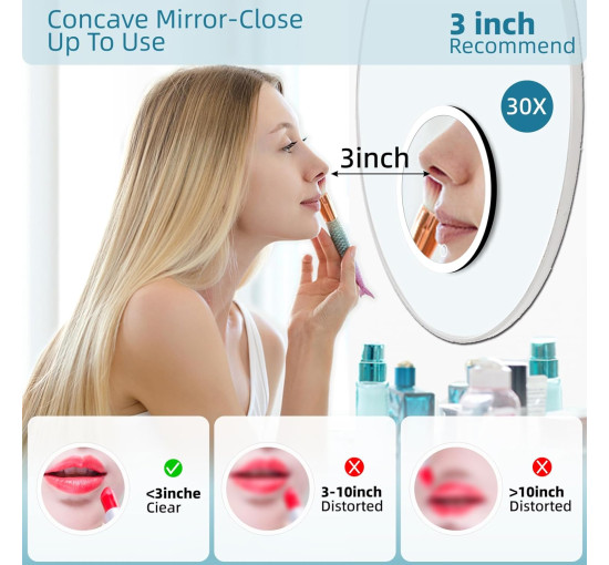 Увеличительное зеркало JJhxr 30x с подсветкой, черный (my-21108)