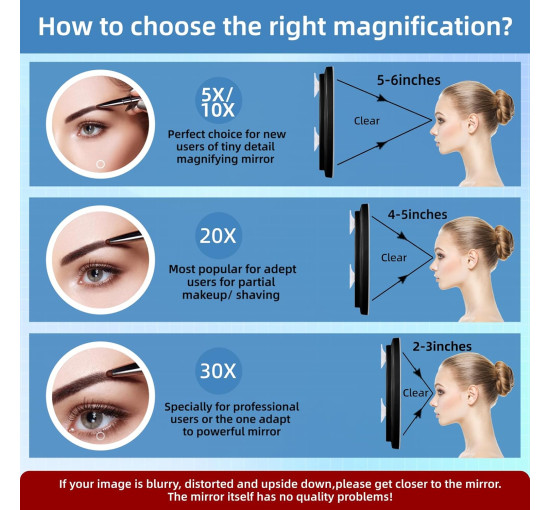 Увеличительное зеркало JJhxr 30x с подсветкой, черный (my-21108)