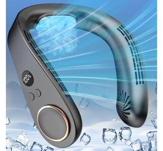 Вентилятор для шеи Kouric с охлаждающей пластиной, 5500 мА·ч, черный (my-21171)