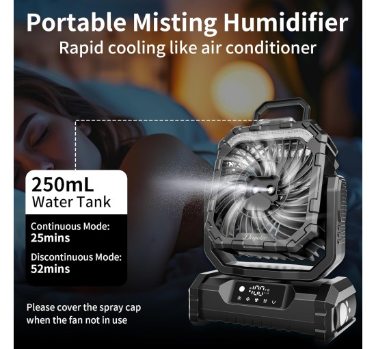 Вентилятор OUTACT F12 аккумуляторный, 20000 мА·ч, черный (my-21057)