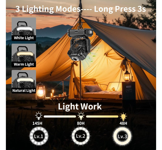 Вентилятор OUTACT F12 аккумуляторный, 20000 мА·ч, черный (my-21057)