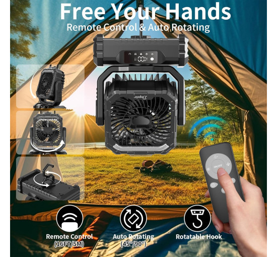 Вентилятор OUTACT F12 аккумуляторный, 20000 мА·ч, черный (my-21057)