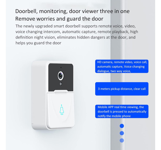 Видеозвонок Bewinner X3 WiFi со звуковым сигналом, белый (my-21163)