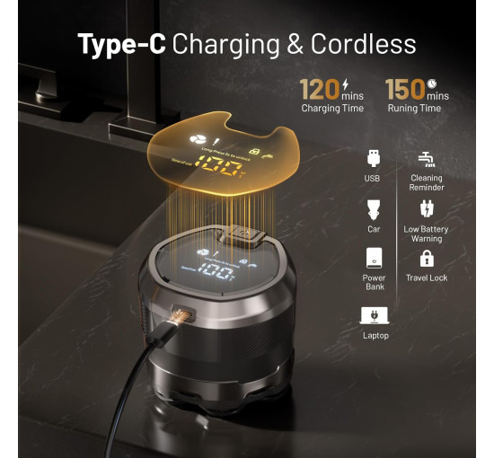 Водонепроникна бездротова електробритва Dyoonoer WD-927, сірий (my-21017)