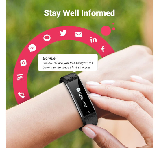 Водонепроницаемые фитнес-часы Runlio ID115U IP67 с шагомером, черный (my-21145)