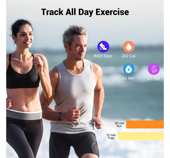 Водонепроницаемые фитнес-часы Runlio ID115U IP67 с шагомером, черный (my-21145)