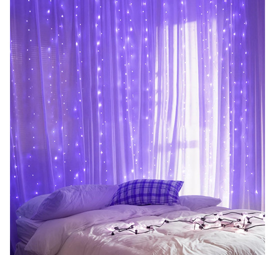 Водонепроницаемый светильник-гирлянда Lezonic для штор, 3 м × 3 м, 300 светодиодов, фиолетовый (my-21151)