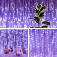 Водонепроникний світильник-гірлянда Lezonic для штор, 3 м × 3 м, 300 світлодіодів, фіолетовий (my-21151)