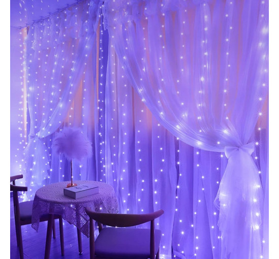 Водонепроницаемый светильник-гирлянда Lezonic для штор, 3 м × 3 м, 300 светодиодов, фиолетовый (my-21151)
