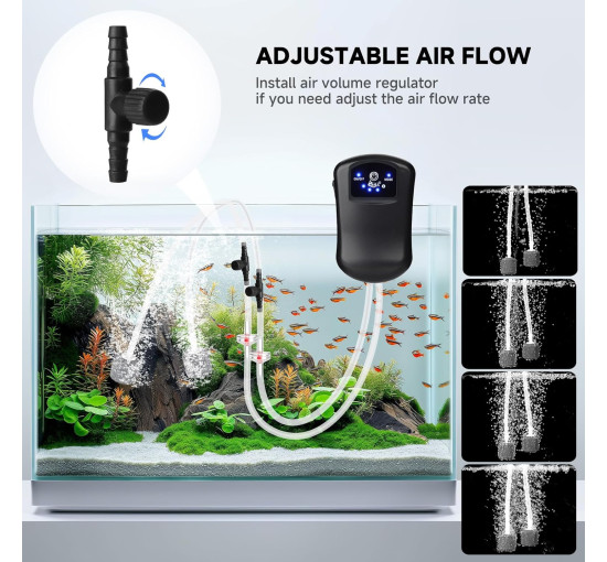 Воздушный насос AQQA AQ098 для аквариума, черный (my-21050)
