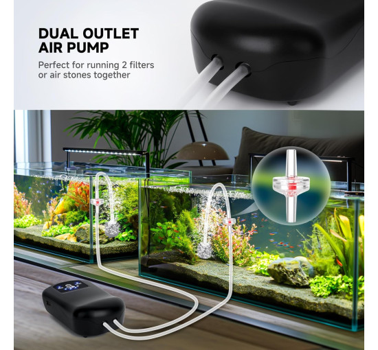 Воздушный насос AQQA AQ098 для аквариума, черный (my-21050)