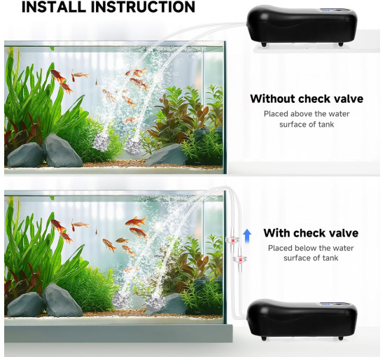 Воздушный насос AQQA AQ098 для аквариума, черный (my-21050)