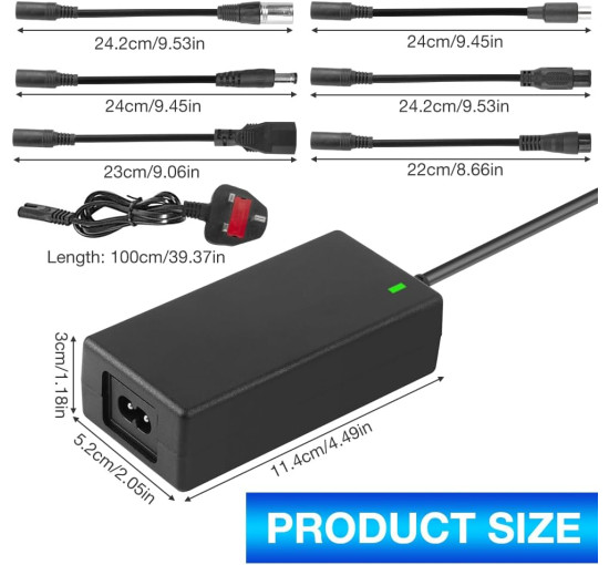 Зарядний пристрій AVCXEC szYB-100W-42V2A для літій-іонних акумуляторів 42 В 2 А, чорний (my-21126)