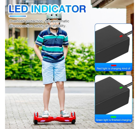 Зарядний пристрій AVCXEC szYB-100W-42V2A для літій-іонних акумуляторів 42 В 2 А, чорний (my-21126)