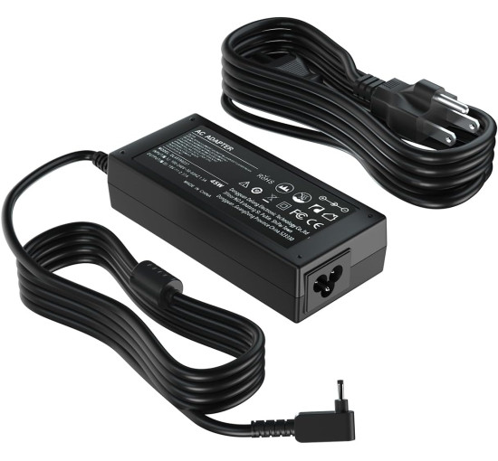 Зарядний пристрій Quekawi DL45190237 для ноутбука потужністю 45 Вт, сумісний з Acer, чорний (my-21125)