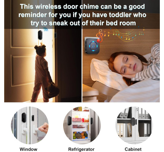 Звонок на входную дверь, датчик открытия двери SanJie DS17, черный (my-21138)