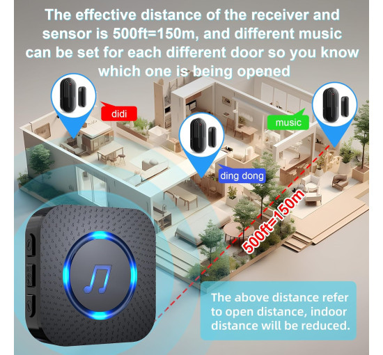 Звонок на входную дверь, датчик открытия двери SanJie DS17, черный (my-21138)