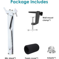 Белая стойка-держатель микрофона YOUSHARES совместимый с HyperX QuadCast S (6009)