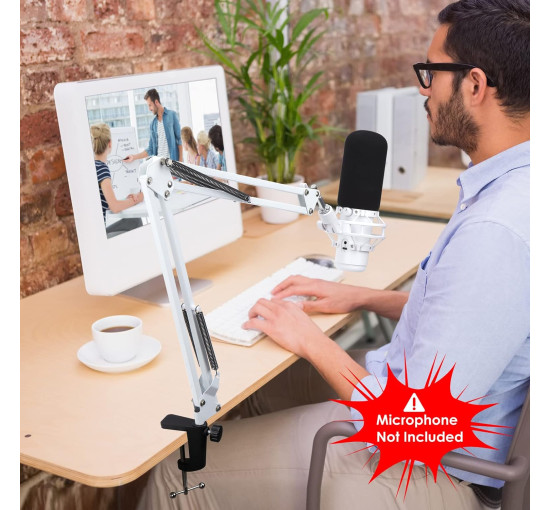 Белая стойка-держатель микрофона YOUSHARES совместимый с HyperX QuadCast S (6009)