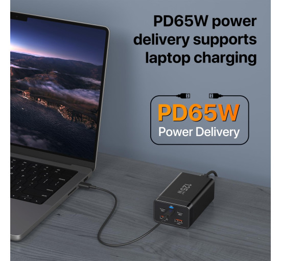 Быстрое зарядное устройство Sccvee USB-C мощностью 125 Вт поддержка PD/USB-A (6019)