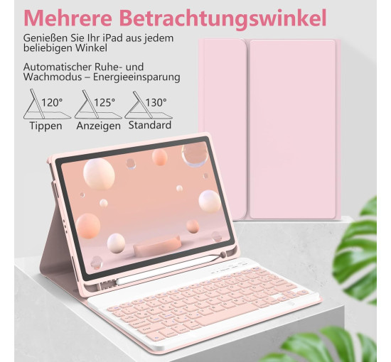 Чохол-клавіатура HOTLIFE для iPad Air 11 світло-рожевий (6023)