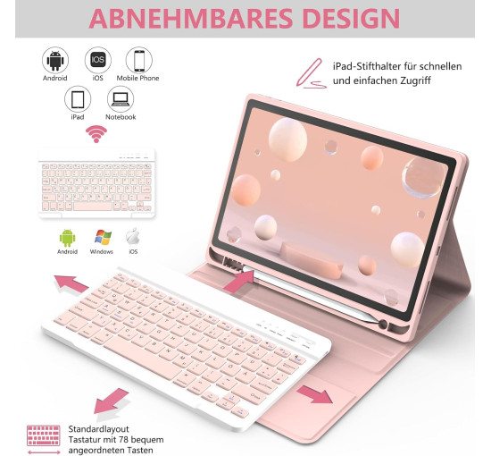 Чохол-клавіатура HOTLIFE для iPad Air 11 світло-рожевий (6023)