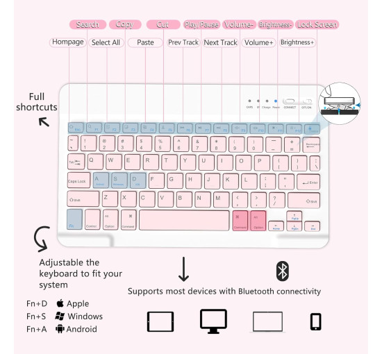 Чохол MMK для Galaxy Tab A9 Plus з клавіатурою рожевий (6025)