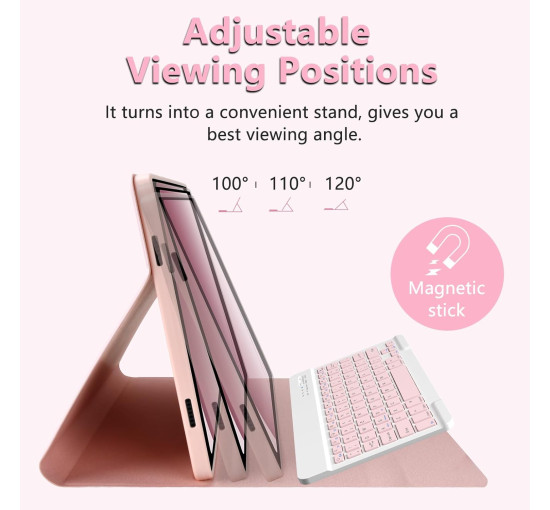 Чохол MMK для Galaxy Tab A9 Plus з клавіатурою рожевий (6025)