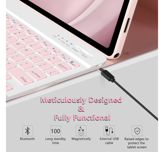 Чохол MMK для Galaxy Tab A9 Plus з клавіатурою рожевий (6025)