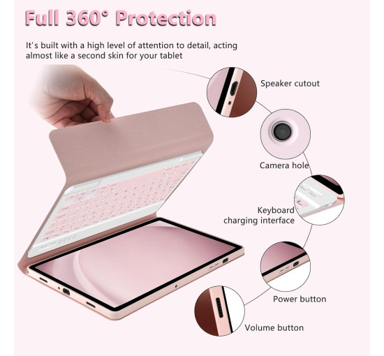 Чохол MMK для Galaxy Tab A9 Plus з клавіатурою рожевий (6025)