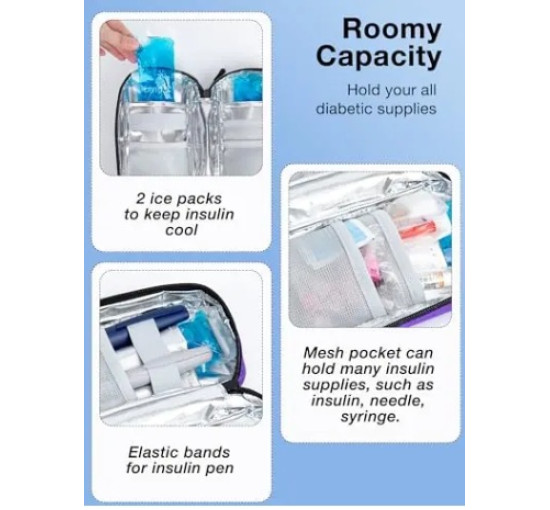 Дорожная термосумка для инсулина Leng Ke феолетовая (6006)