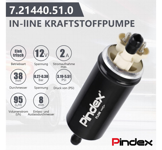 Електричний паливний насос Pindex 12В чорний (6034)