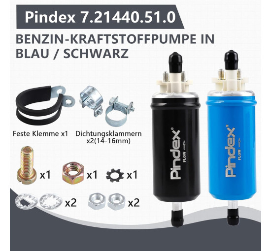 Електричний паливний насос Pindex 12В чорний (6034)