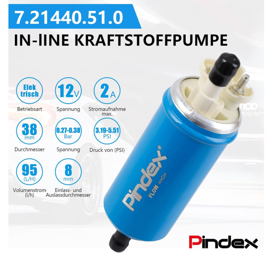 Електричний паливний насос Pindex 12В синій (6033)