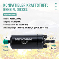 Электрический топливный насос высокого давления Pindex 12В черный (6038)