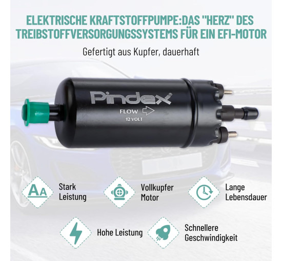 Электрический топливный насос высокого давления Pindex 12В черный (6038)