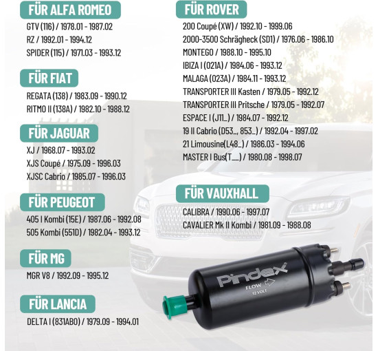 Электрический топливный насос высокого давления Pindex 12В черный (6038)