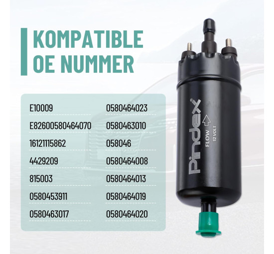 Электрический топливный насос высокого давления Pindex 12В черный (6038)