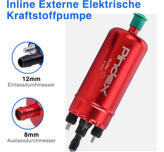 Електричний паливний насос високого тиску Pindex 12В червоний (6035)