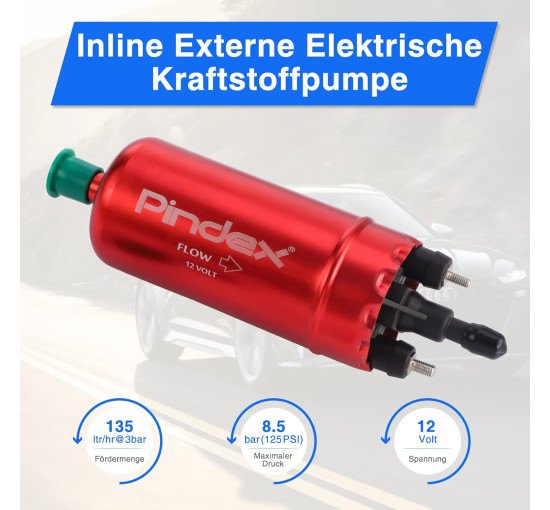 Електричний паливний насос високого тиску Pindex 12В червоний (6035)
